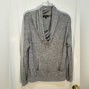 Inspired Hearts XL Women's Gray Cowl Neck Pullover Sweater Front Pckt Draw Strng